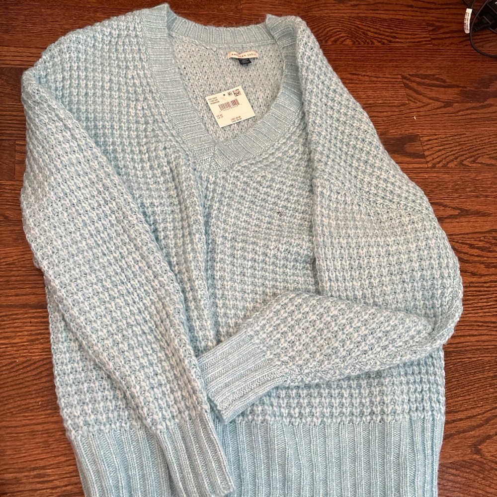 American Eagle Outfitters Soft Blue Knit Top